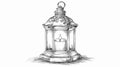 Elegant Lantern with Illuminated Candle Vector Drawing for Creative Projects Royalty Free Stock Photo