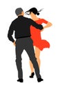 Elegant latino dancers couple illustration isolated on white background. Mature tango dancing people in ballroom night.