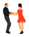 Elegant latino dancers couple illustration. Mature tango dancing people in ballroom night event. Royalty Free Stock Photo