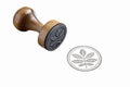 Elegant Leaf Design Wooden Stamp and Imprint on a Transparent Background for Craft Projects Royalty Free Stock Photo