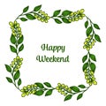 Elegant leaf floral frame, decor of card happy weekend, space for your text. Vector Royalty Free Stock Photo
