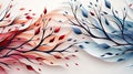 Elegant leaf pattern tile ready with bold red and soft white blooms on deep blue.Generative AI Royalty Free Stock Photo