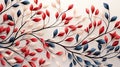 Elegant leaf pattern tile ready with bold red and soft white blooms on deep blue.Generative AI Royalty Free Stock Photo