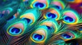 elegant leather colorful peacock feather background. Generative Ai