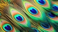 elegant leather colorful peacock feather background. Generative Ai