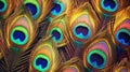 elegant leather colorful peacock feather background. Generative Ai