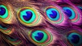 elegant leather colorful peacock feather background. Generative Ai