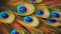 elegant leather colorful peacock feather background. Generative Ai