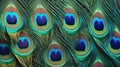 elegant leather colorful peacock feather background. Generative Ai