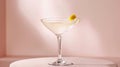 Elegant Lemon Twist Martini Cocktail on Pastel Background