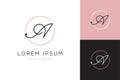 Elegant letter A line curve vector logo.