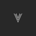 Elegant letter V logo medieval monogram. Simple minimal style linear typography design element