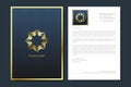 Elegant letterhead template design in minimalist style with Logo. Golden luxury business design for cover, banner