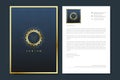 Elegant letterhead template design in minimalist style with Logo. Golden luxury business design for cover, banner