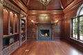 Elegant library with black fireplace