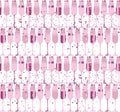 Elegant light seamless pattern with sparkling wine glasses. Royalty Free Stock Photo