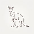 Elegant Line Drawing Of A Kangaroo On White Background