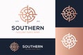 Elegant Linear Circle Shape Compass Star Logo Geometric Royalty Free Stock Photo