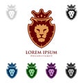 Elegant Lion King Vector Logo Design with Crown Royalty Free Stock Photo