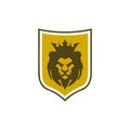 Elegant lion shield logo design illustration isolated on white background. Lion shield luxury logo icon Royalty Free Stock Photo