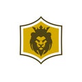 Elegant lion shield logo design illustration isolated on white background. Lion shield luxury logo icon Royalty Free Stock Photo