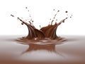 Elegant Liquid Chocolate crown splash in a pool of liquid chocolate. Generative A.I