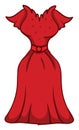 Elegant long red dress, illustration, vector