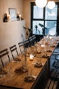 Elegant Long Table Set for Wine Tasting Dinner