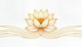 Elegant lotus flower design. Delicate lines, sharp details create beautiful floral image. Simple elegant design with golden lines