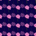 Elegant lotus flowers seamless pattern on dark blue