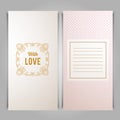 Elegant With Love card template with pink seamless lace pattern Royalty Free Stock Photo