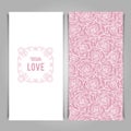 Elegant With Love card template with rose pattern.