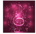 Elegant luminous contour of the treble clef on a dark background, neon-effect, music