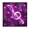 Elegant luminous contour of the treble clef on a dark background, neon-effect, music, musical note