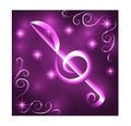 Elegant luminous contour of the treble clef on a dark background, neon-effect, music, musical note