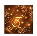 Elegant luminous contour of the treble clef on a dark background, neon-effect, music, musical note