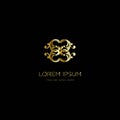 Elegant and luxurious stylish gold frame, logo for cosmetics, jewelry, spa and beauty, vector design logo