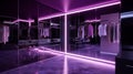 Elegant luxury black dressing room with pink lights Royalty Free Stock Photo