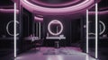 Elegant luxury black dressing room with purple lights Royalty Free Stock Photo