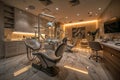 Elegant luxury dentistry clinic\'s interior, featuring modern, sleek dental chairs