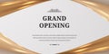 Elegant luxury grand opening poster banner with golden glossy satin silk ribbon template