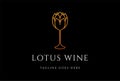 Elegant Luxury Lotus Flower shape Wine Vine Glass for Bar Logo Design Vector