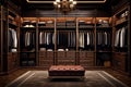 Elegant Luxury male wardrobe interior. Generate Ai