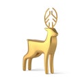 Elegant luxury nord deer huge horns abstract shape golden realistic Christmas tree toy 3d vector Royalty Free Stock Photo