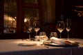 Elegant luxury restaurant, stylish table arrangement