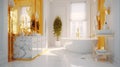 Elegant luxury white bathroom in gold and white Royalty Free Stock Photo