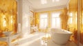 Elegant luxury white bathroom in gold and white Royalty Free Stock Photo