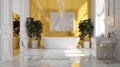 Elegant luxury white bathroom in gold and white Royalty Free Stock Photo