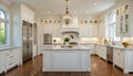 Elegant Luxury White Kitchen Interior With Bright Natural Light And Classic Contemporary Design Elements Royalty Free Stock Photo