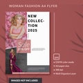 Elegant Luxury woman fashion feminine A4 flayer magazine template pink color